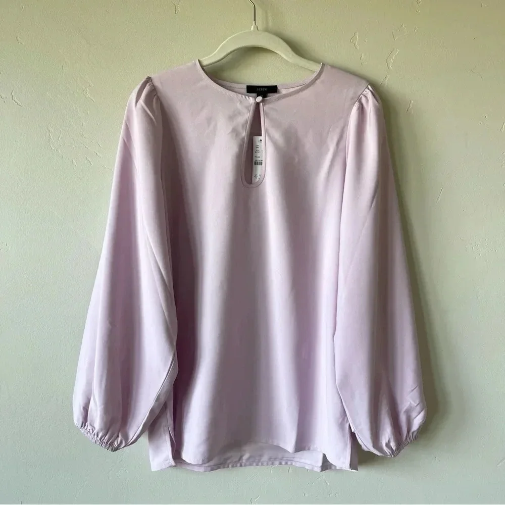 J. Crew Puff sleeve satin back crepe top in Pale Pink Size Small Tall NWT